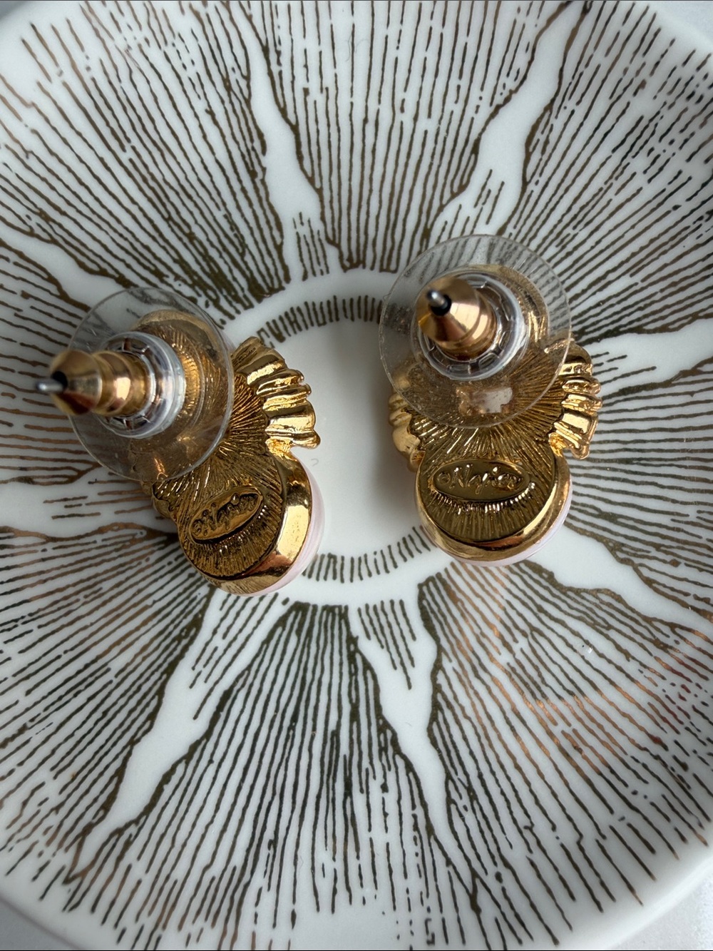 Vintage Napier Gold Pearl and Crystal Drop Earrings - Feminine, Classic - Picture 5 of 5